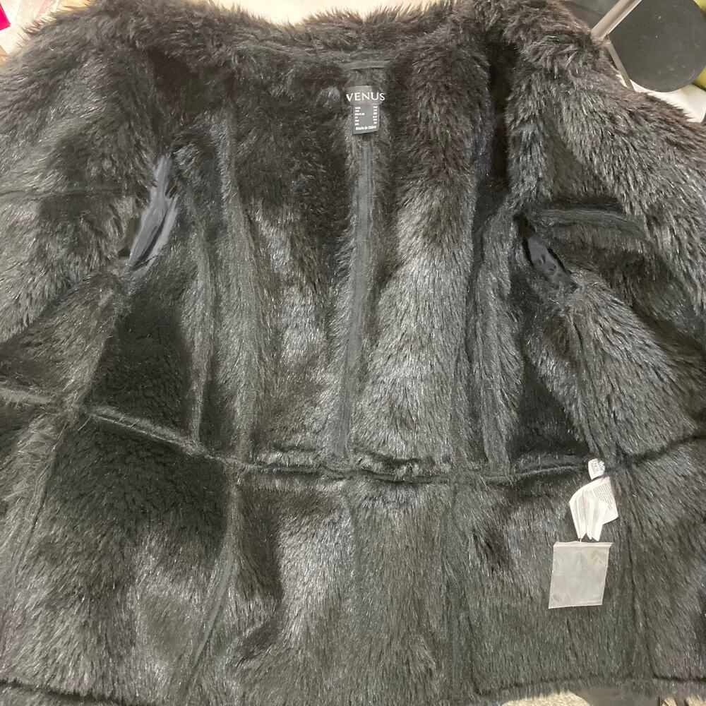 Faux leather fur moto jacket by Venus ladies plus size 16 black vegan suede coat - Picture 5 of 10